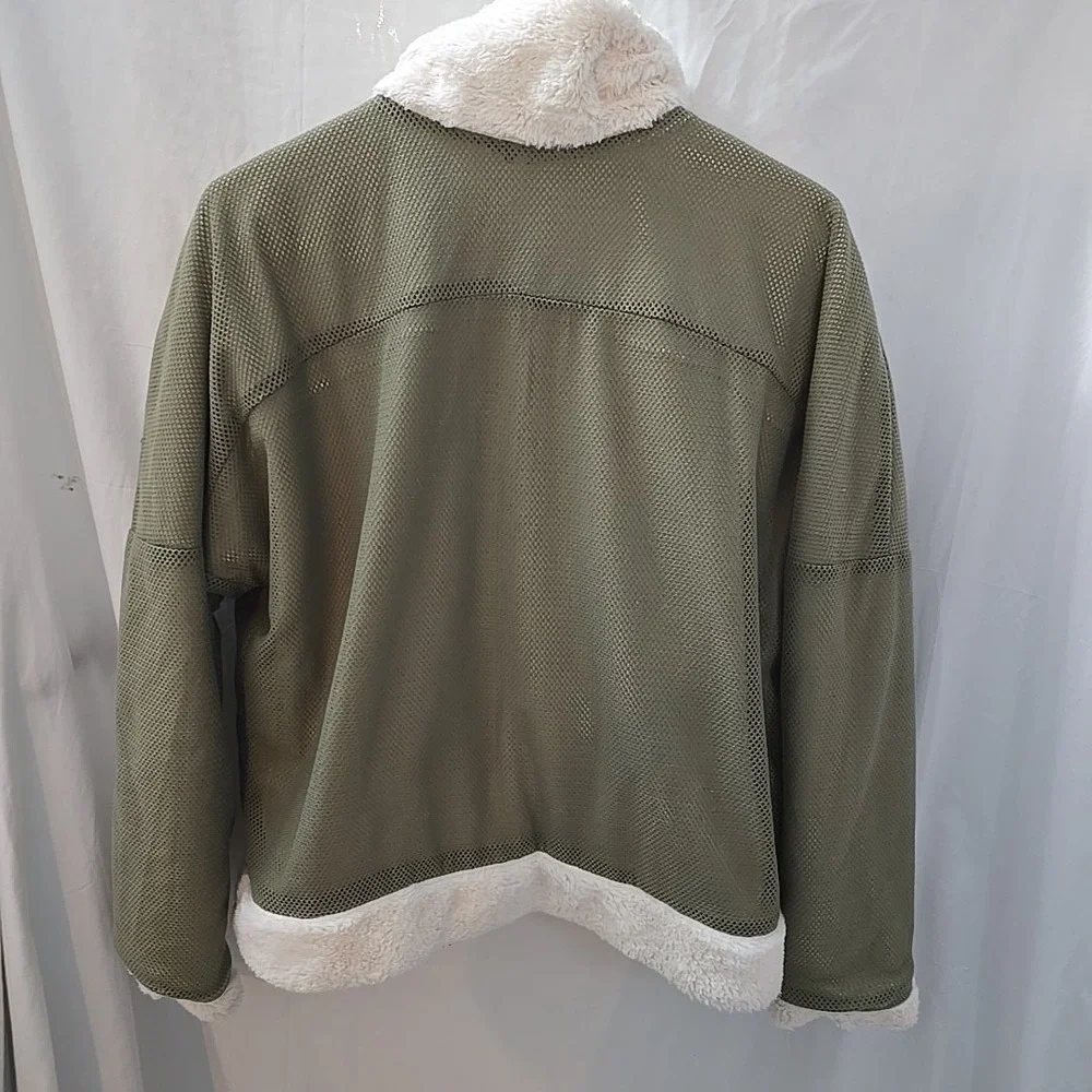 Columbia Bundle Up Reversible Jacket Fleece Mesh‎ Ivory Green Women's Size L